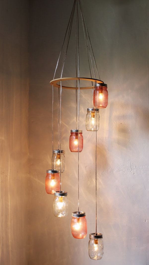Lustre en pot Mason rose