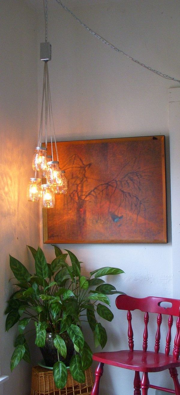 Lustre en pot Mason rose