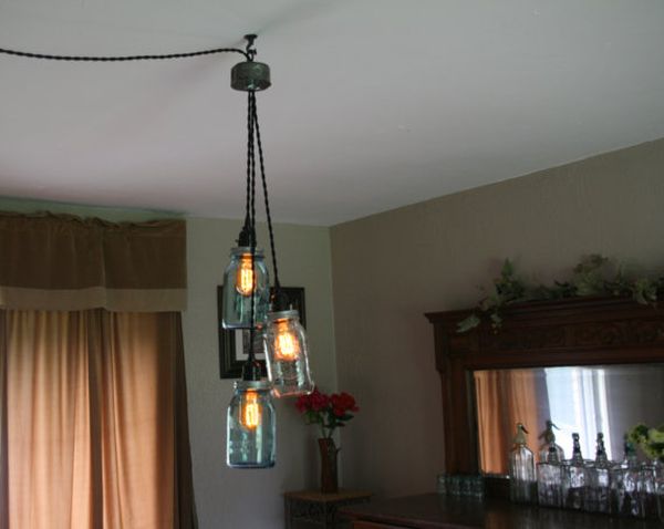 Lustre en pot Mason rose