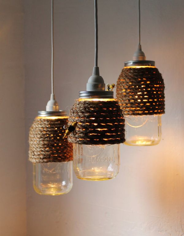 Lustre en pot Mason rose