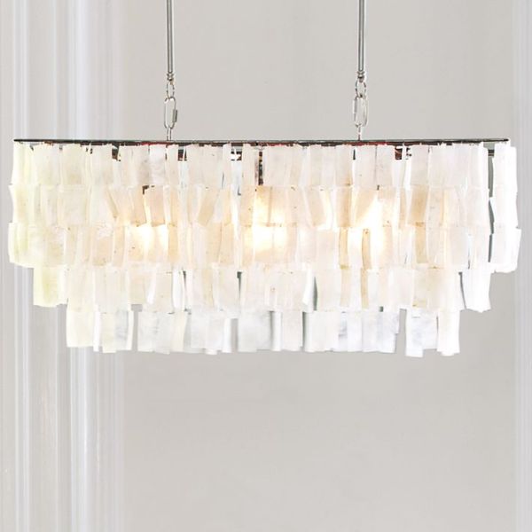 Élégant pendentif en capiz blanc