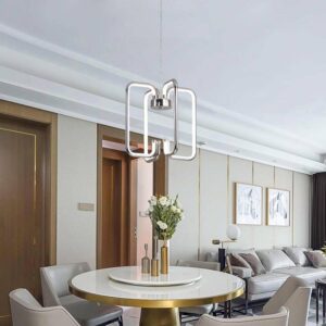 Plafonnier moderne rectangles chromé à LED