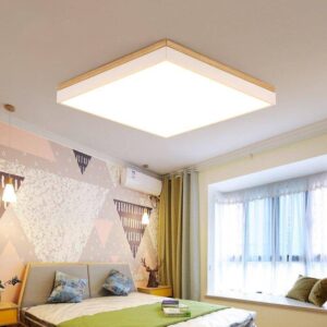 Plafonnier rectangle en bois et métal à LED Illumination